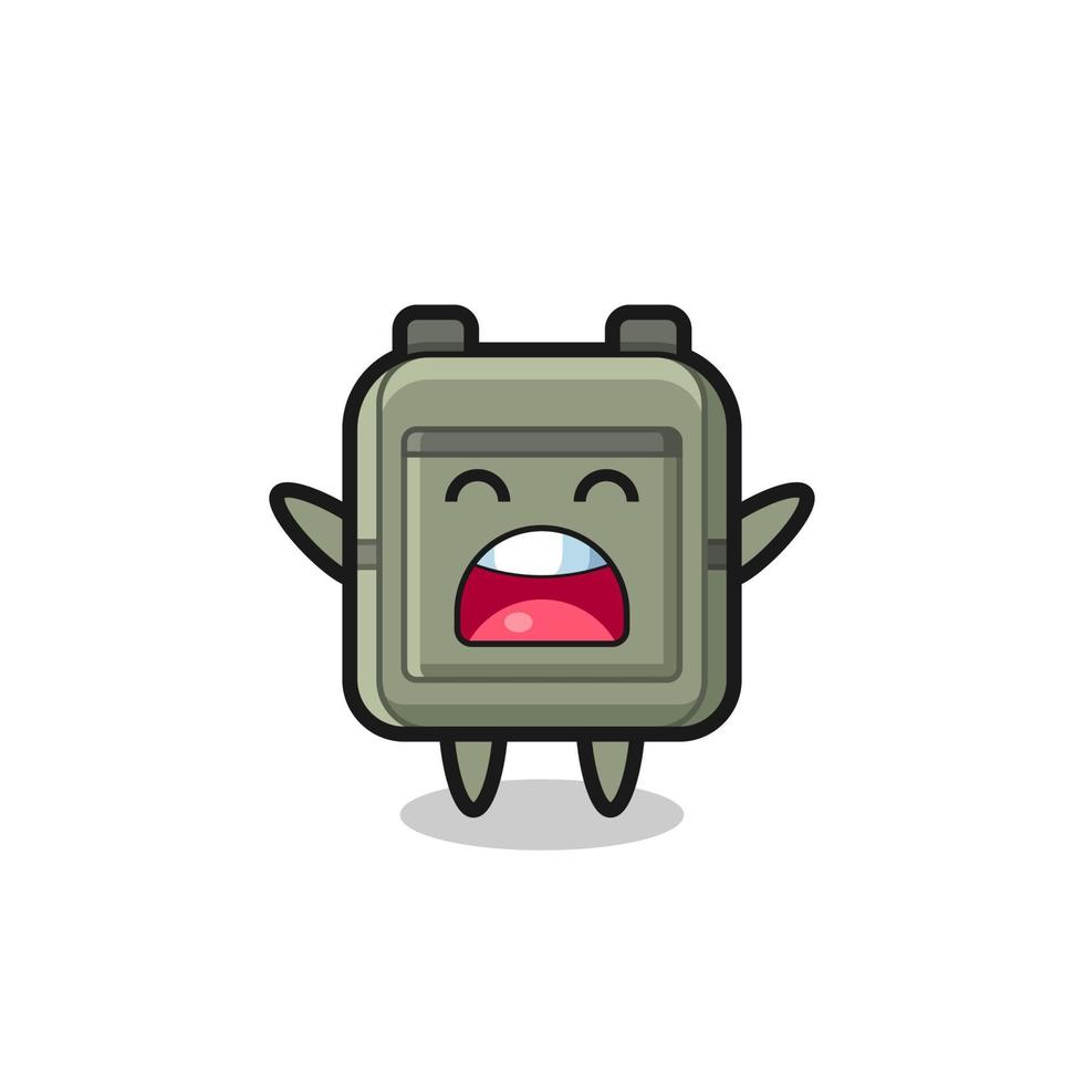 cute school bag mascot with a yawn expression vector