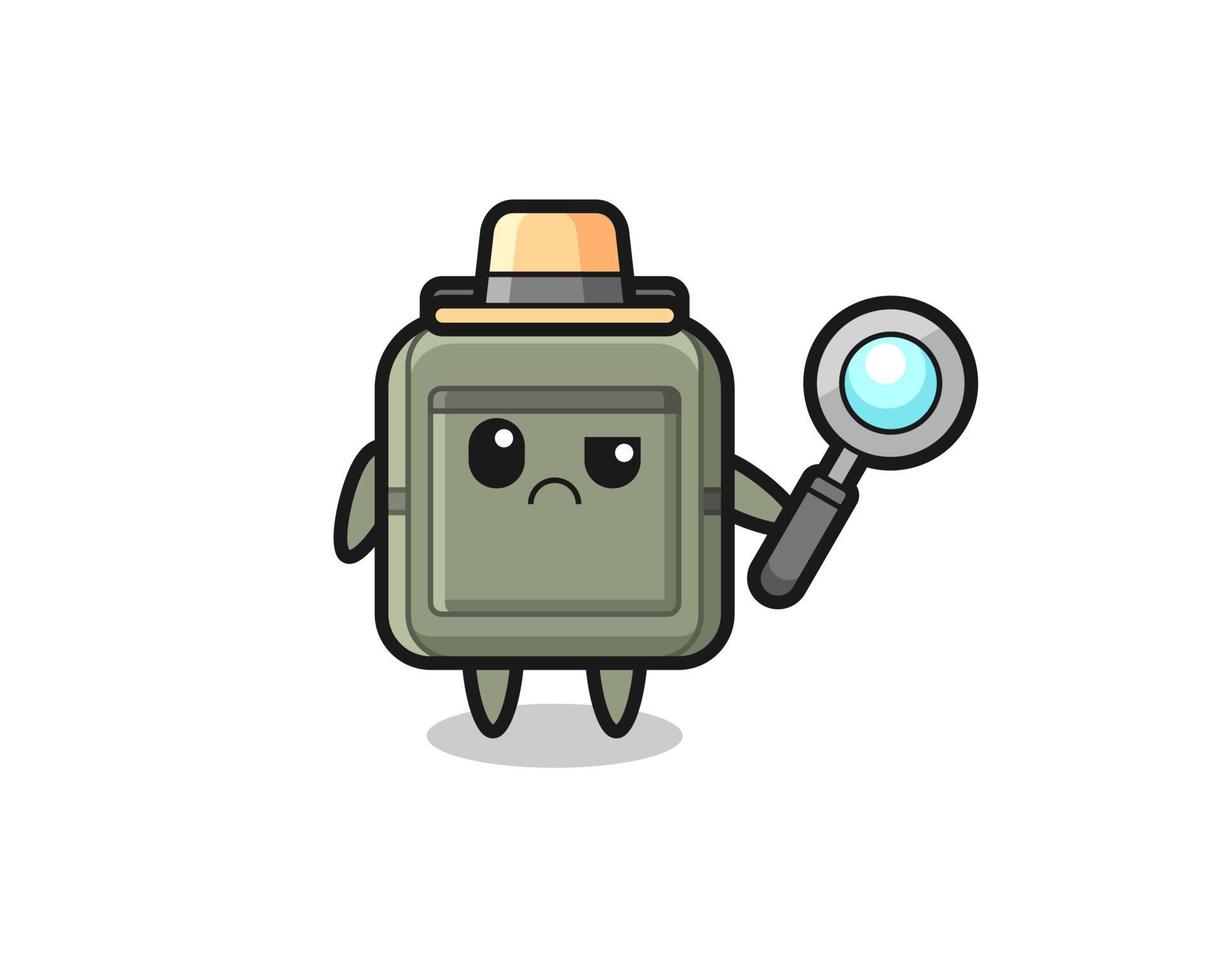 the mascot of cute school bag as a detective vector