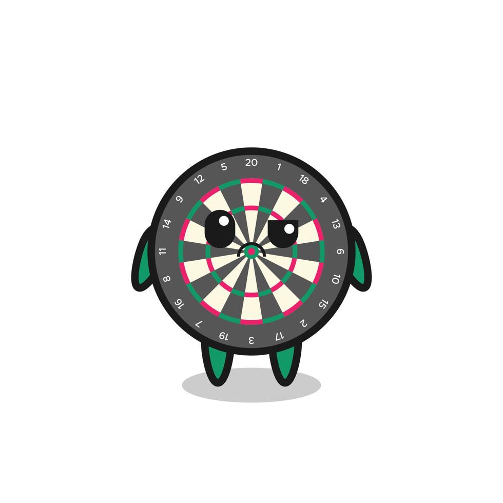 the mascot of the dart board with sceptical face vector
