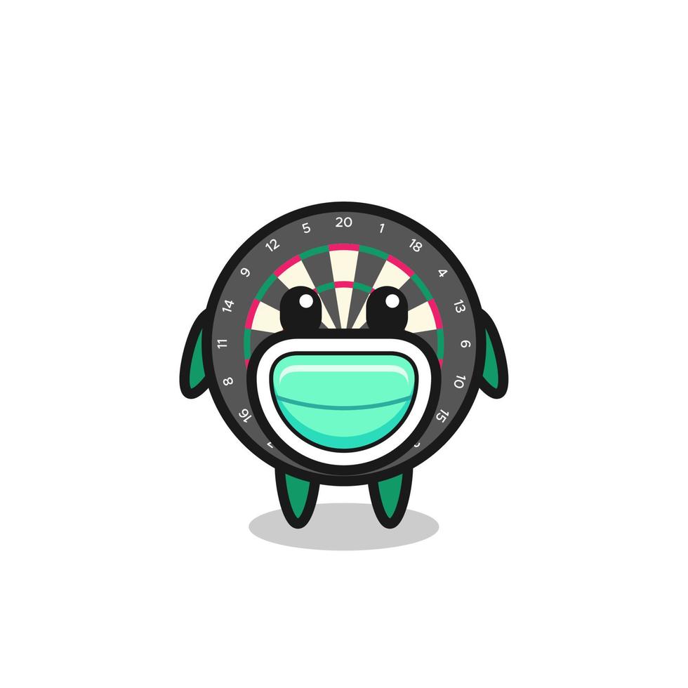 cute dart board cartoon wearing a mask vector