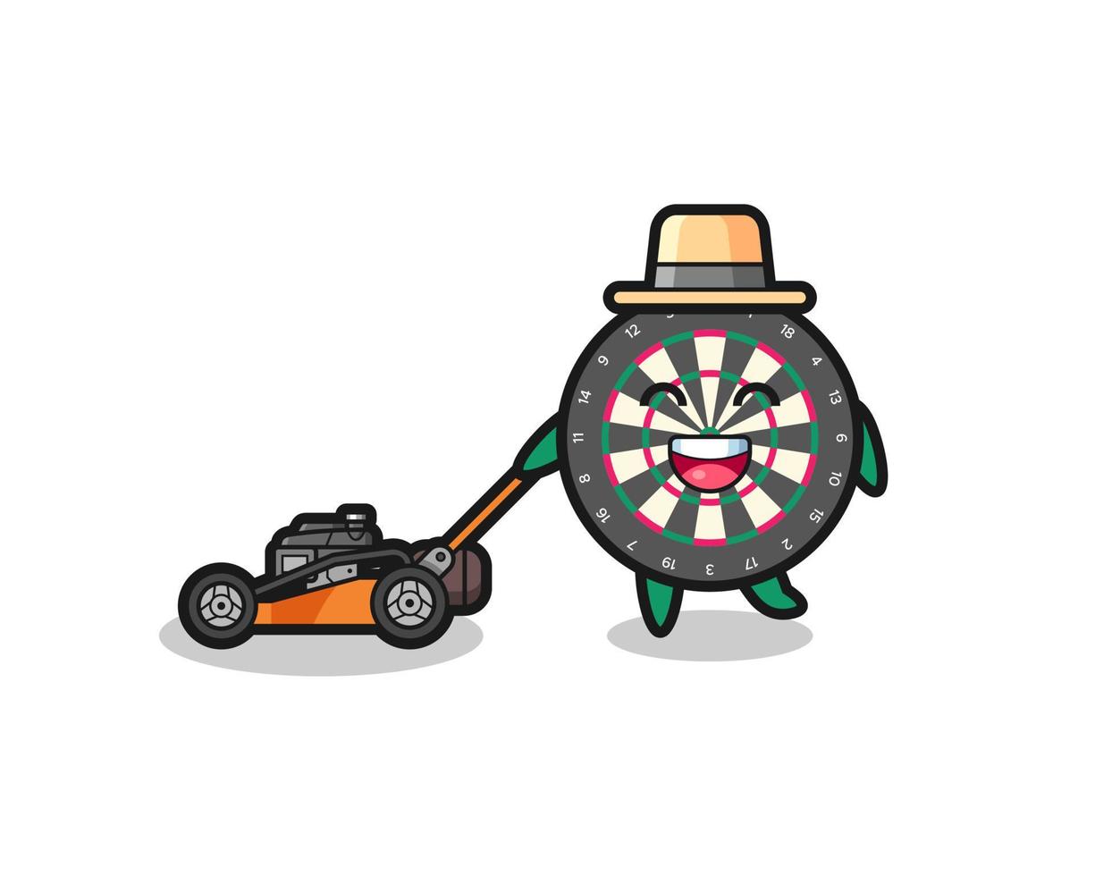illustration of the dart board character using lawn mower vector