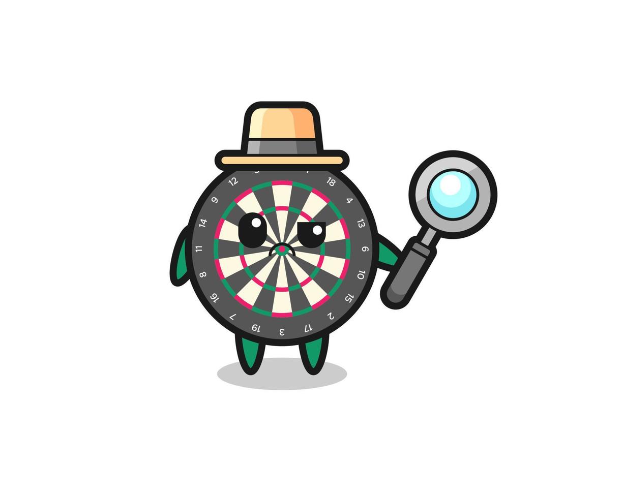 la mascota del lindo tablero de dardos como detective vector