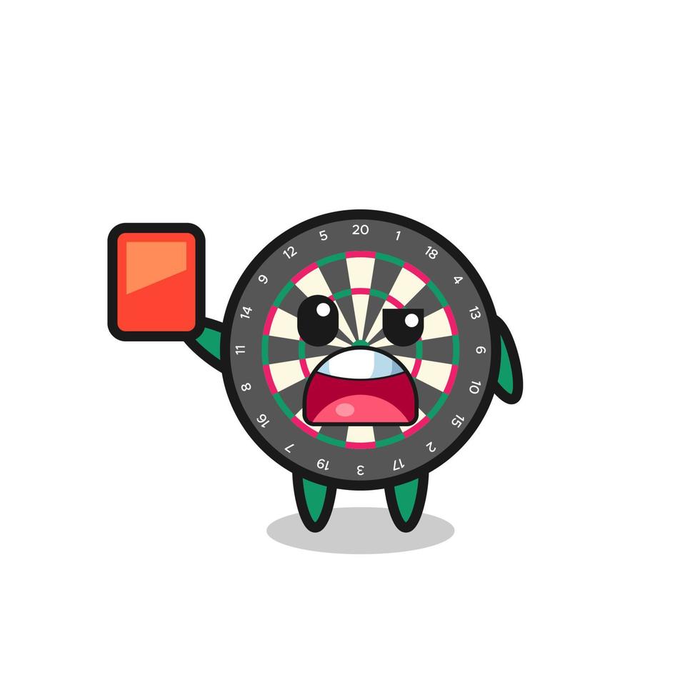 dart board cute mascot as referee giving a red card vector