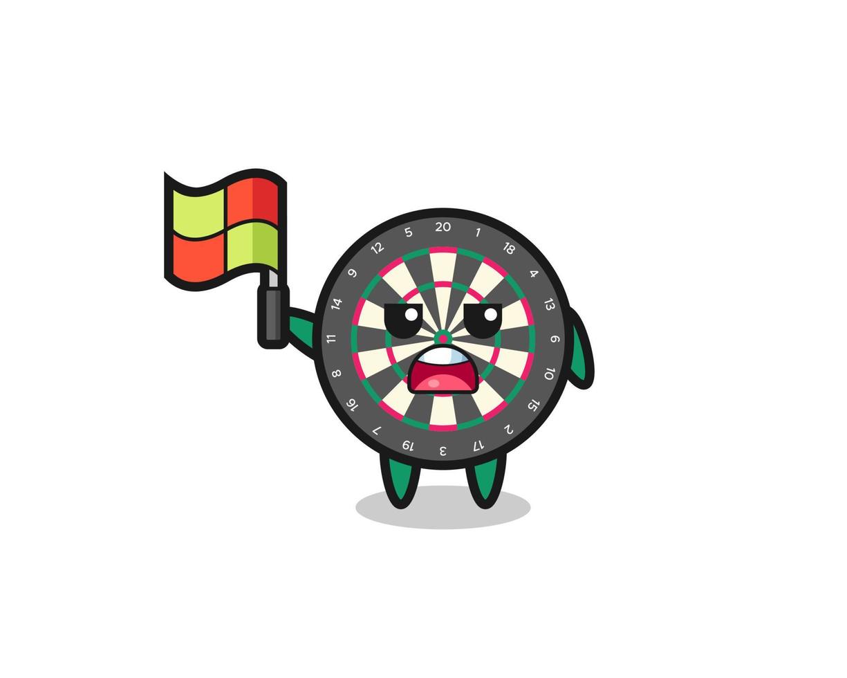 dart board character as line judge putting the flag up vector