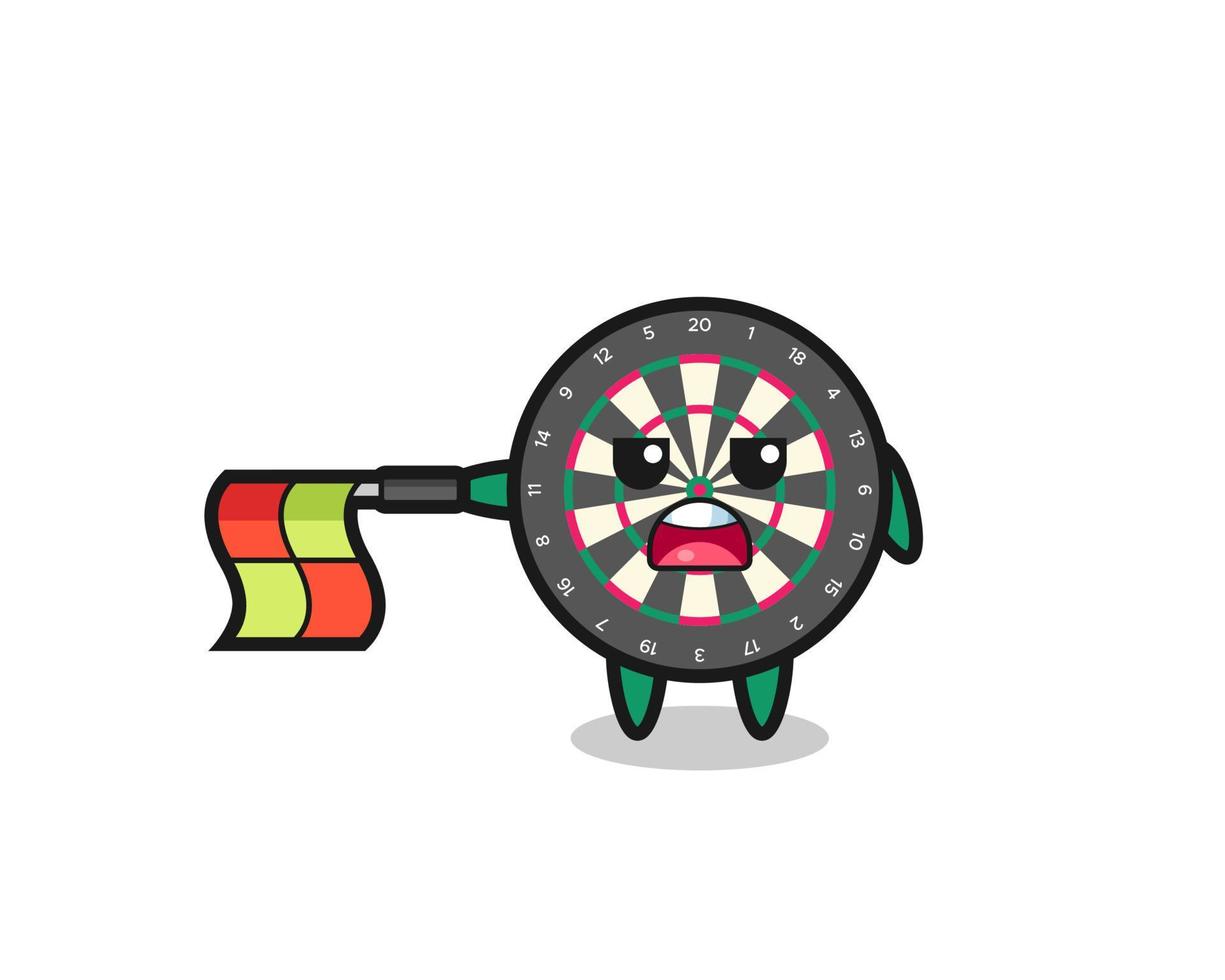 dart board character as line judge hold the flag straight horizontally vector