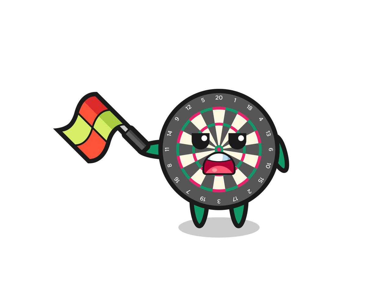 dart board cartoon as the line judge hold the flag up at a 45 degree angle vector