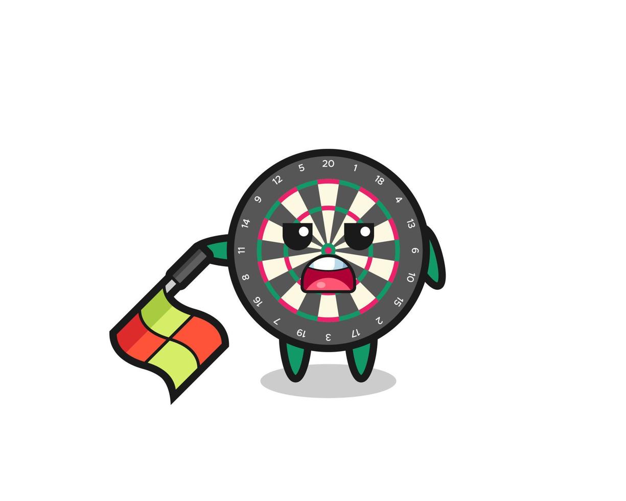 dart board character as line judge hold the flag down at a 45 degree angle vector