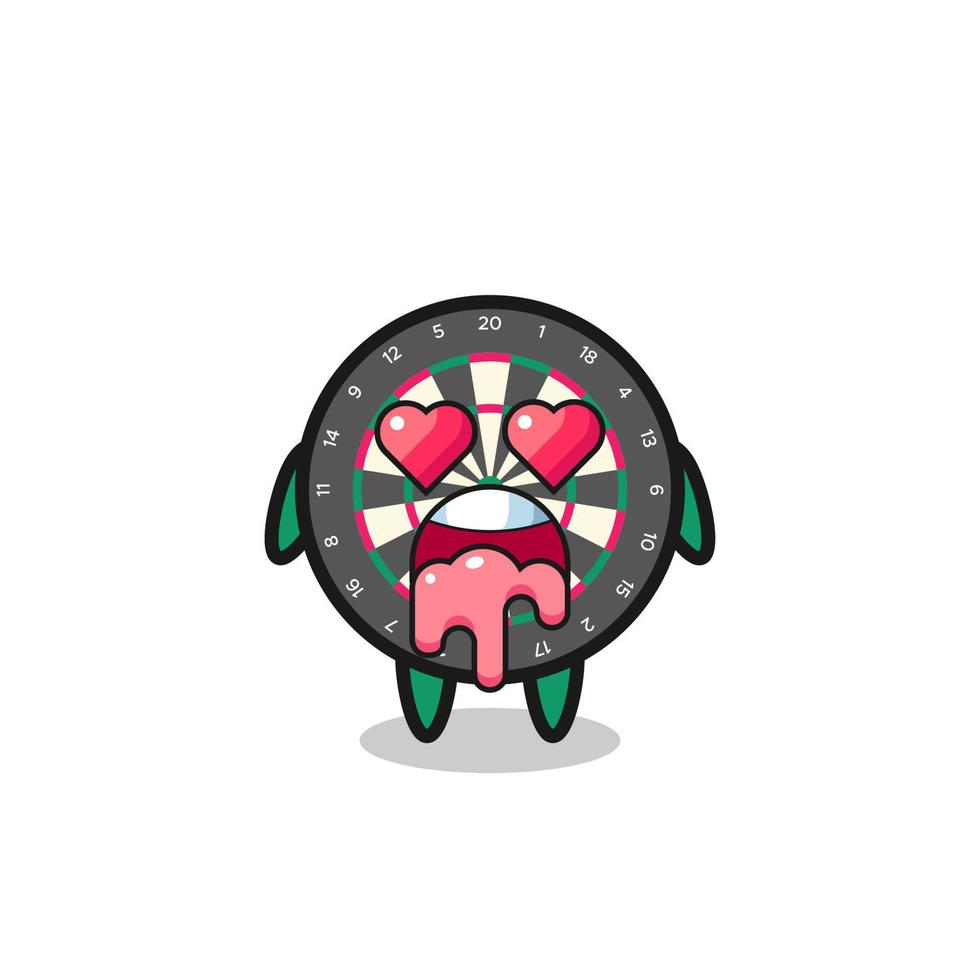the falling in love expression of a cute dart board with heart shaped eyes vector