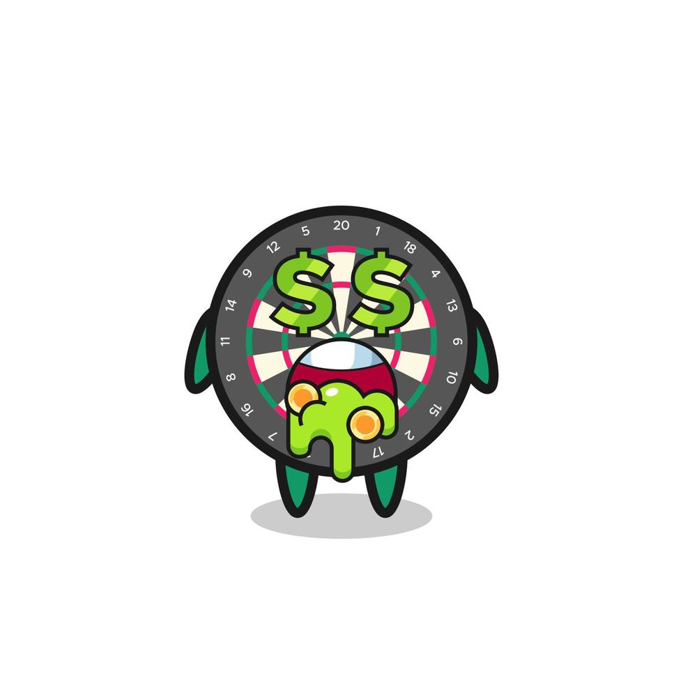 dart board character with an expression of crazy about money vector