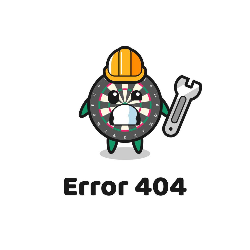 error 404 con la linda mascota del tablero de dardos vector