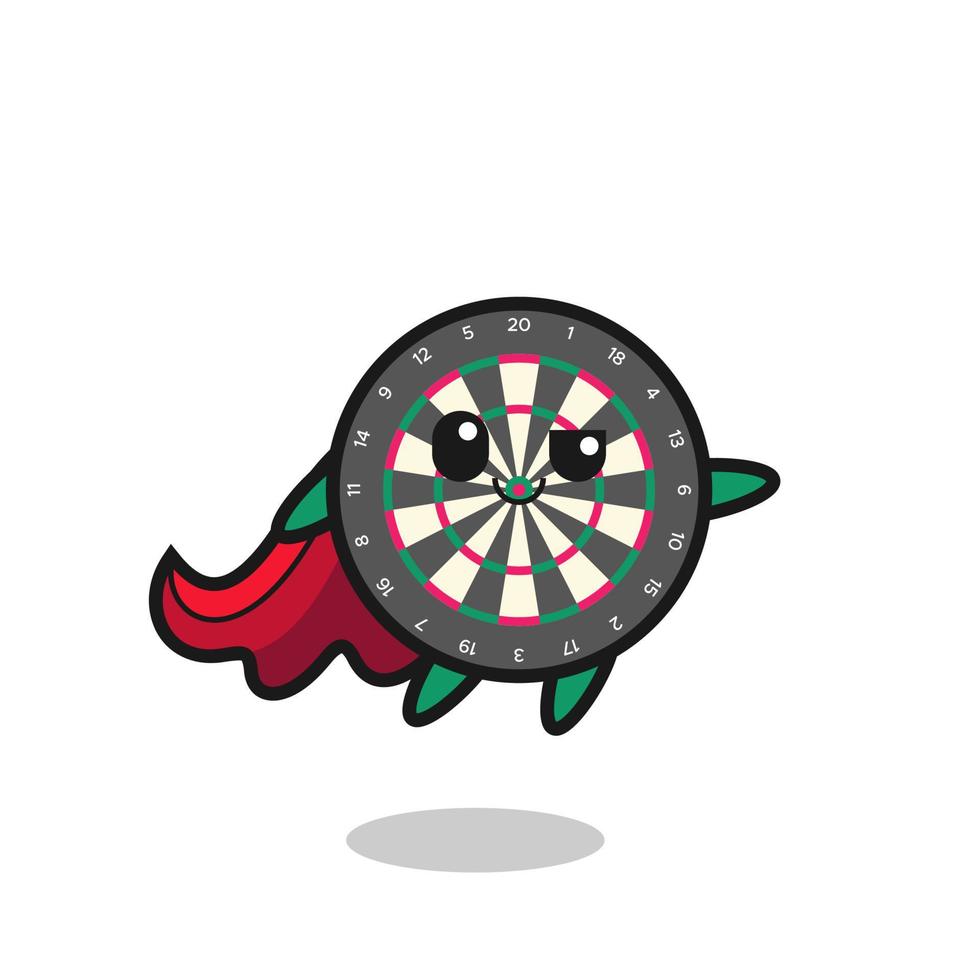 cute dart board superhero character is flying vector