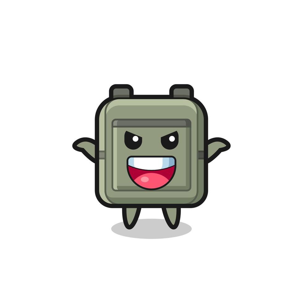 the illustration of cute school bag doing scare gesture vector