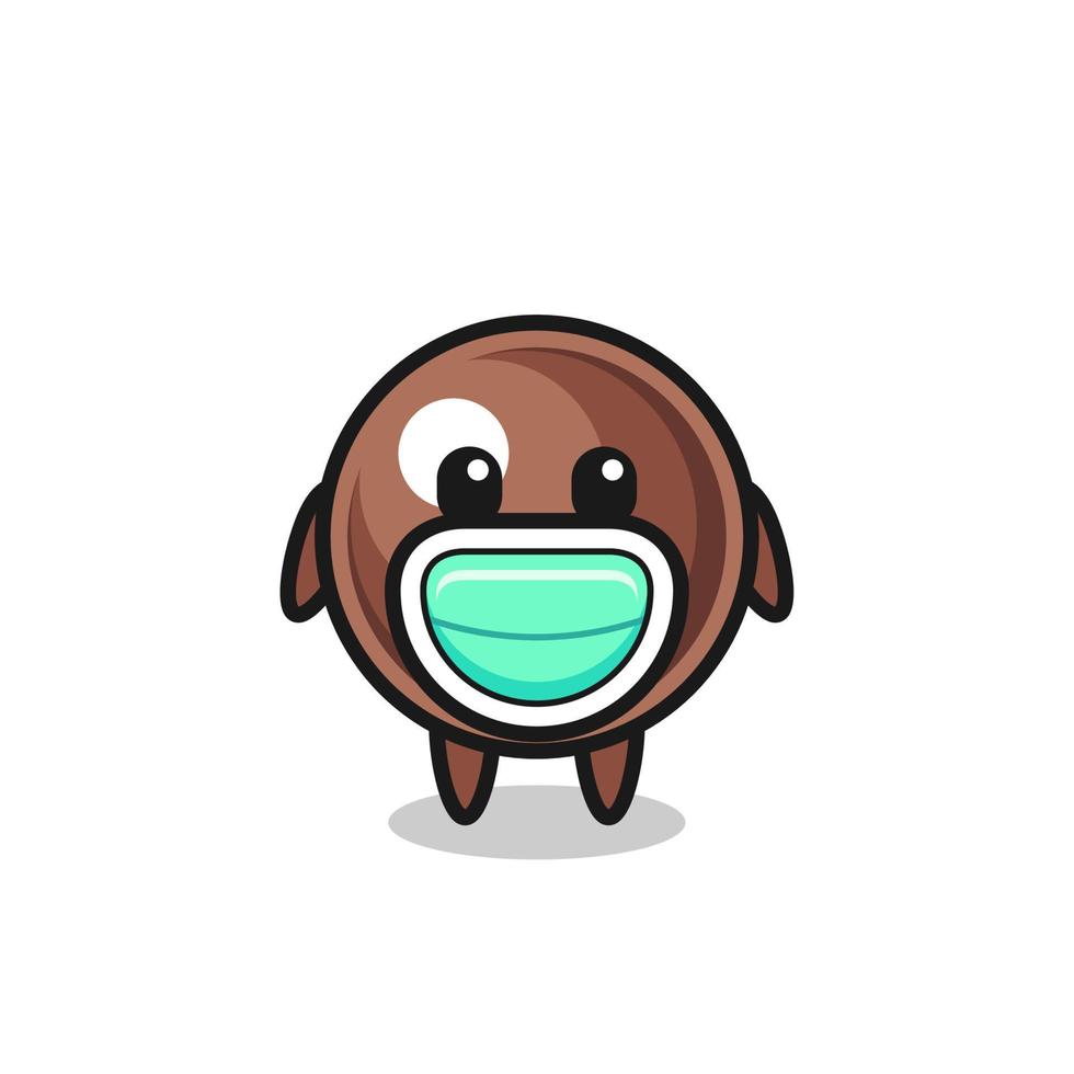 cute tapioca pearl cartoon wearing a mask vector