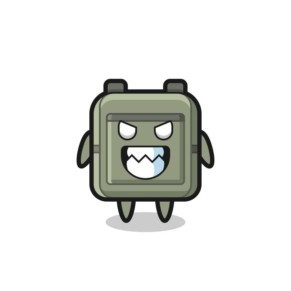 evil expression of the school bag cute mascot character vector