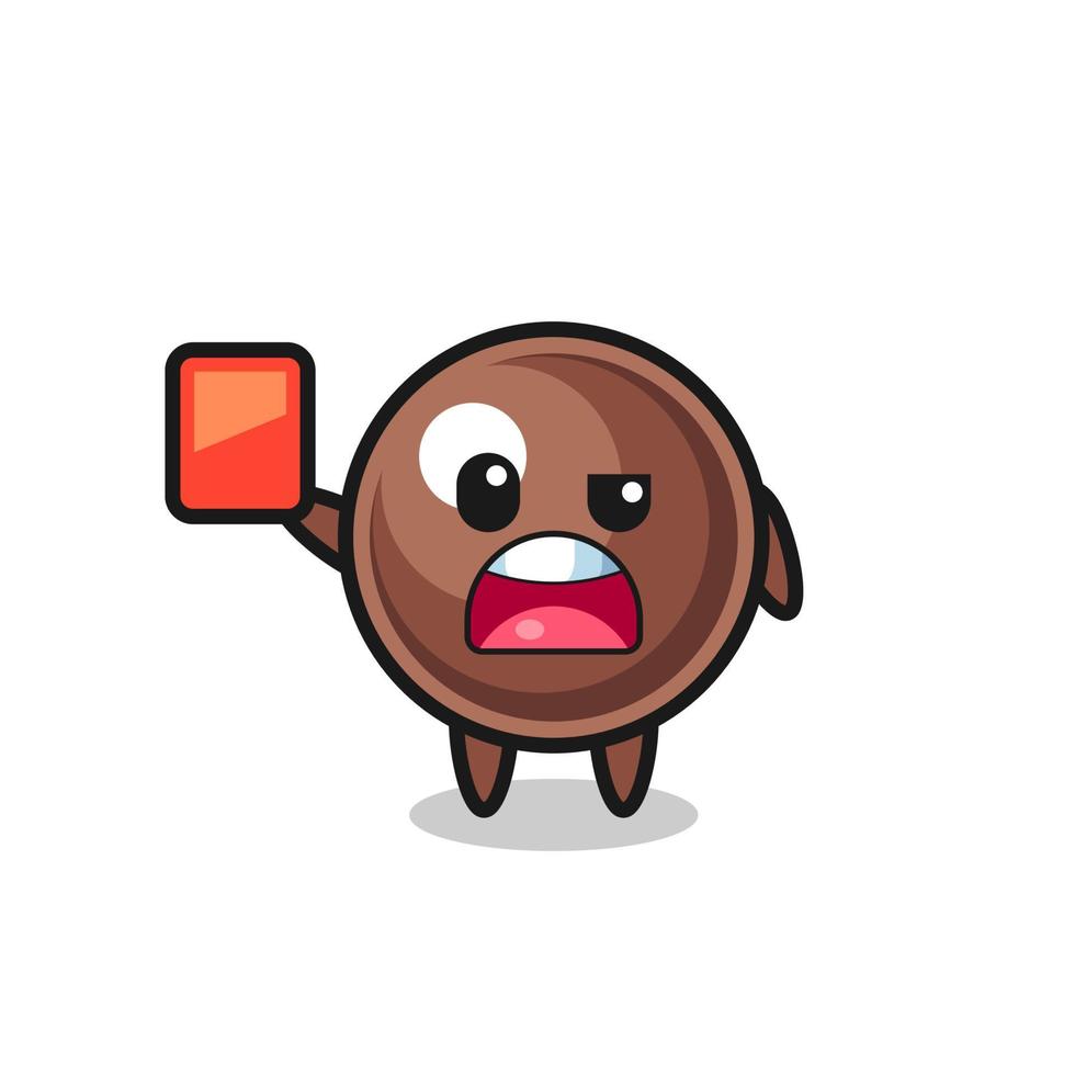tapioca pearl cute mascot as referee giving a red card vector