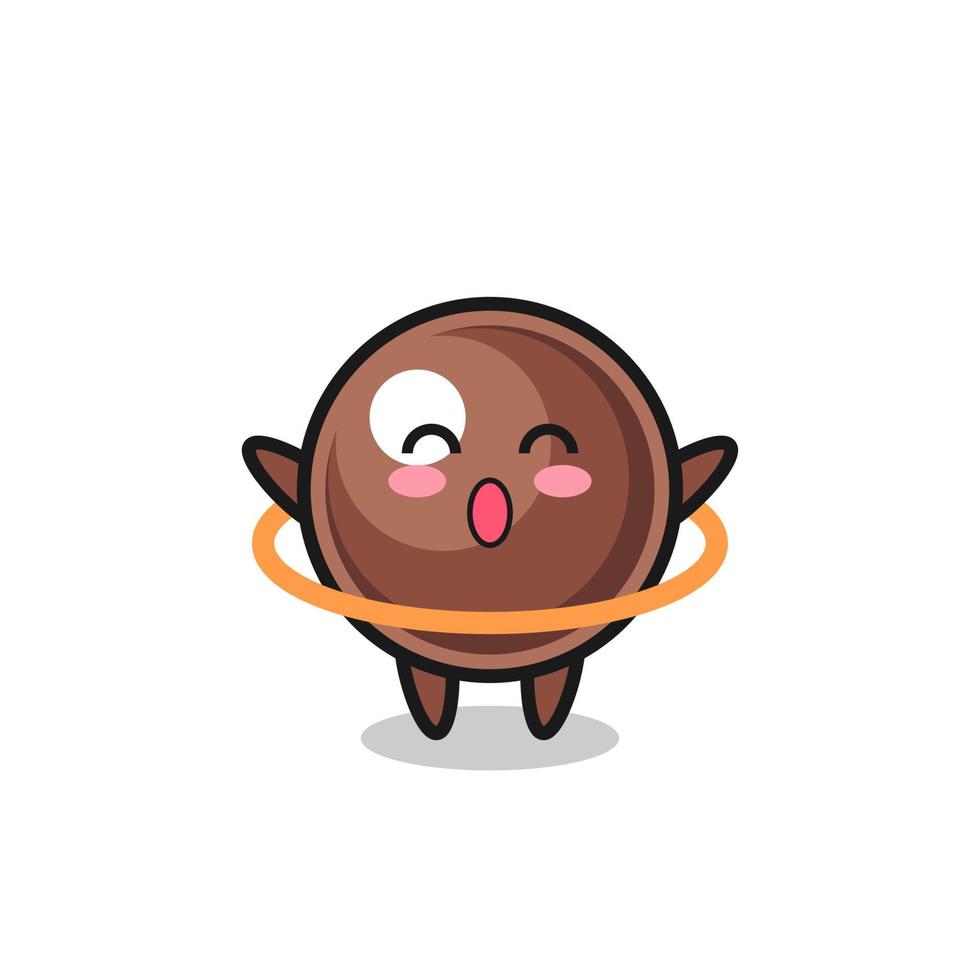 cute tapioca pearl cartoon is playing hula hoop vector