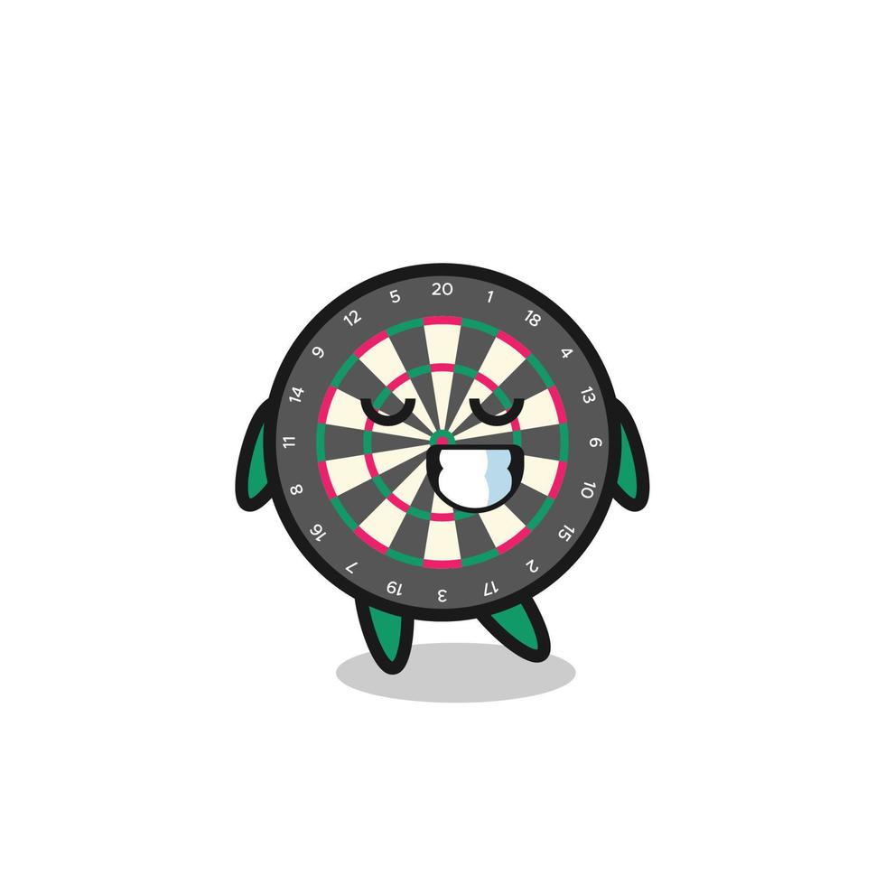 dart board cartoon illustration with a shy expression vector