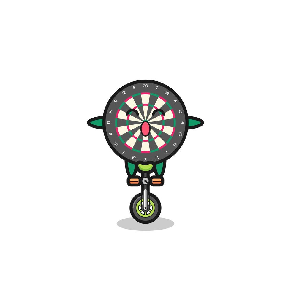 The cute dart board character is riding a circus bike vector