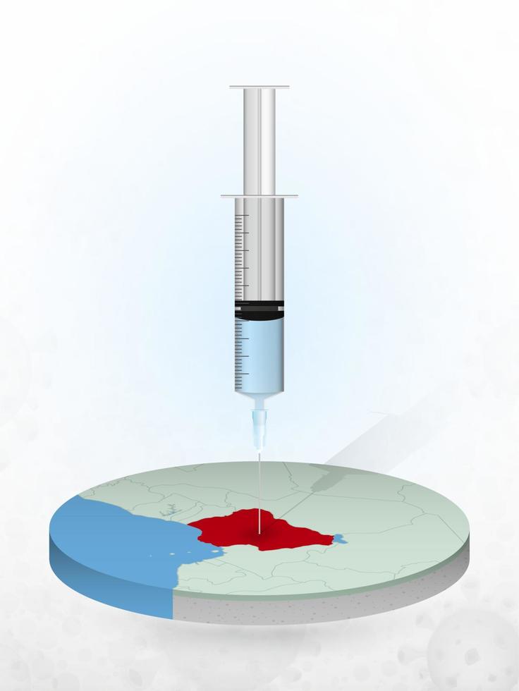 Vaccination of Nigeria, injection of a syringe into a map of Nigeria. vector