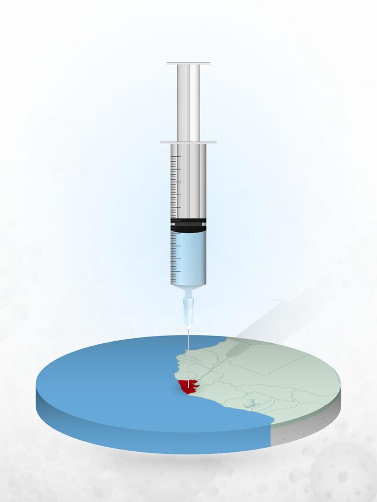 vacunación de liberia, inyección de una jeringa en un mapa de liberia. vector