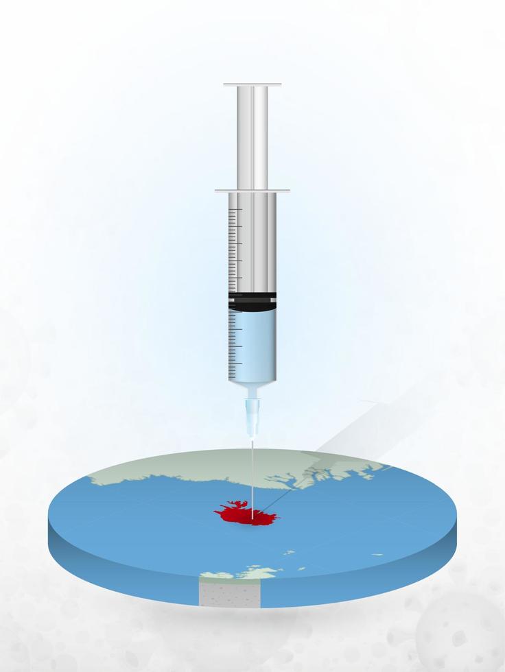 Vaccination of Iceland, injection of a syringe into a map of Iceland. vector
