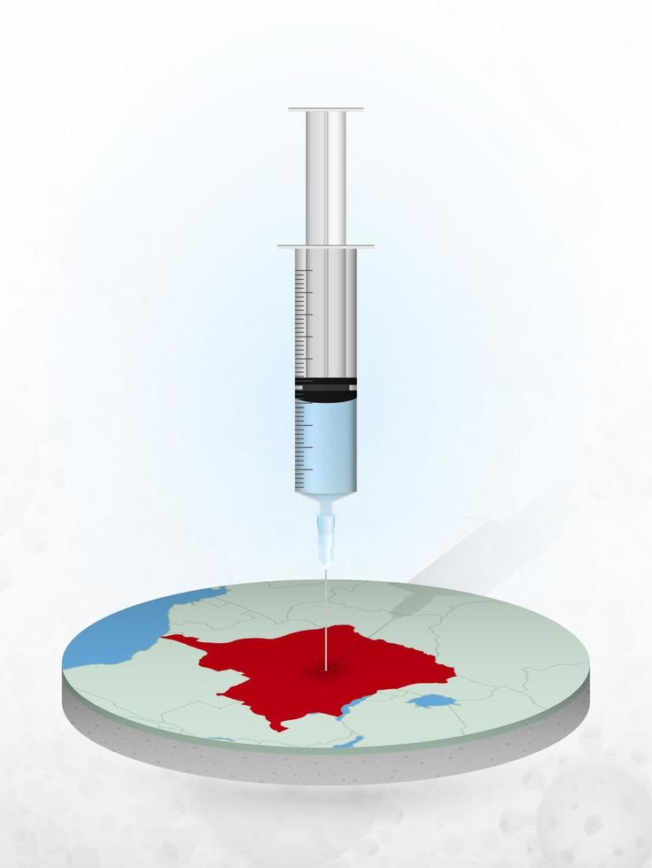 Vaccination of DR Congo, injection of a syringe into a map of DR Congo. vector