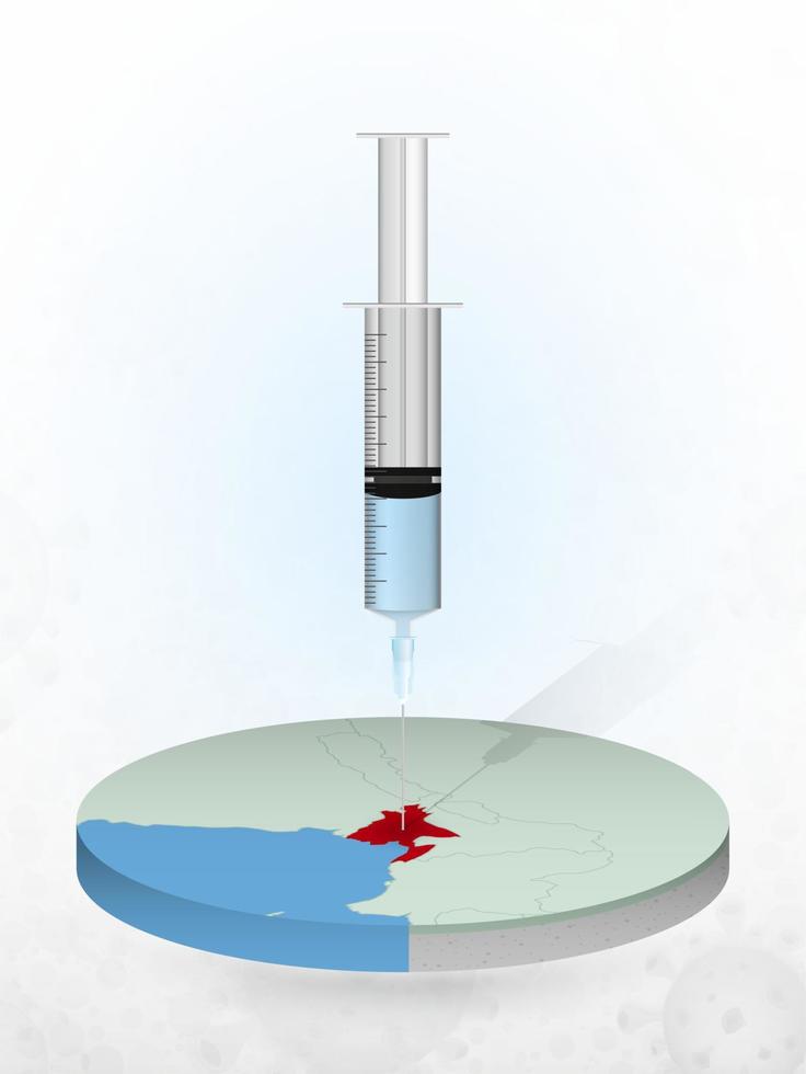 Vaccination of Bangladesh, injection of a syringe into a map of Bangladesh. vector