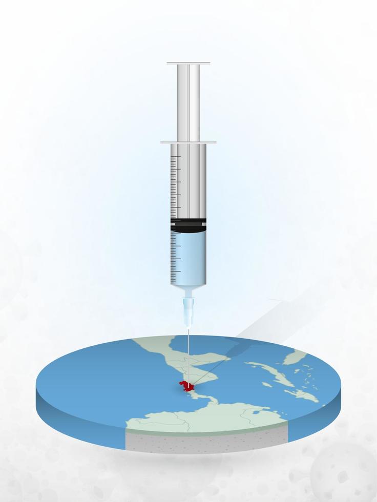 Vaccination of Costa Rica, injection of a syringe into a map of Costa Rica. vector