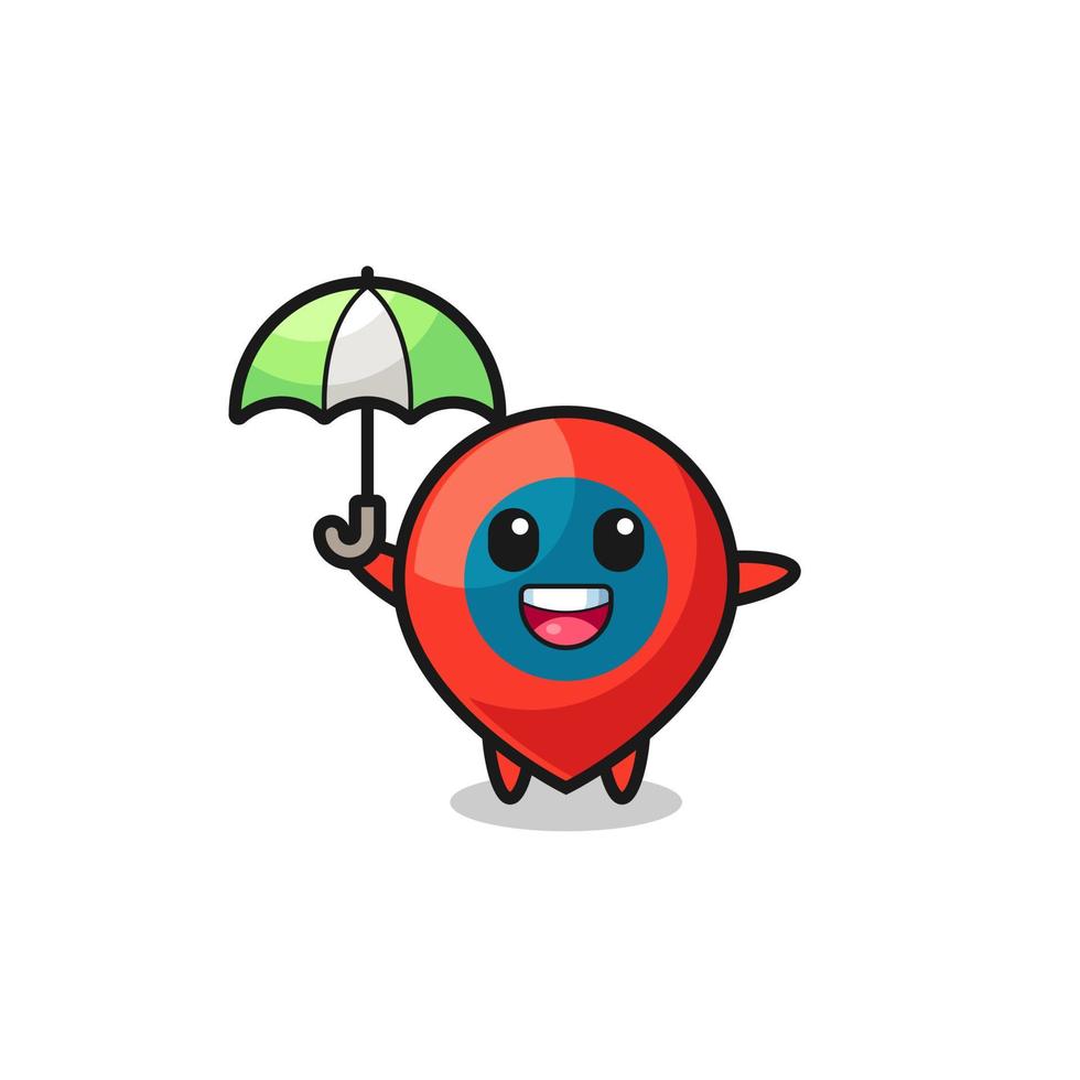 cute location symbol illustration holding an umbrella vector