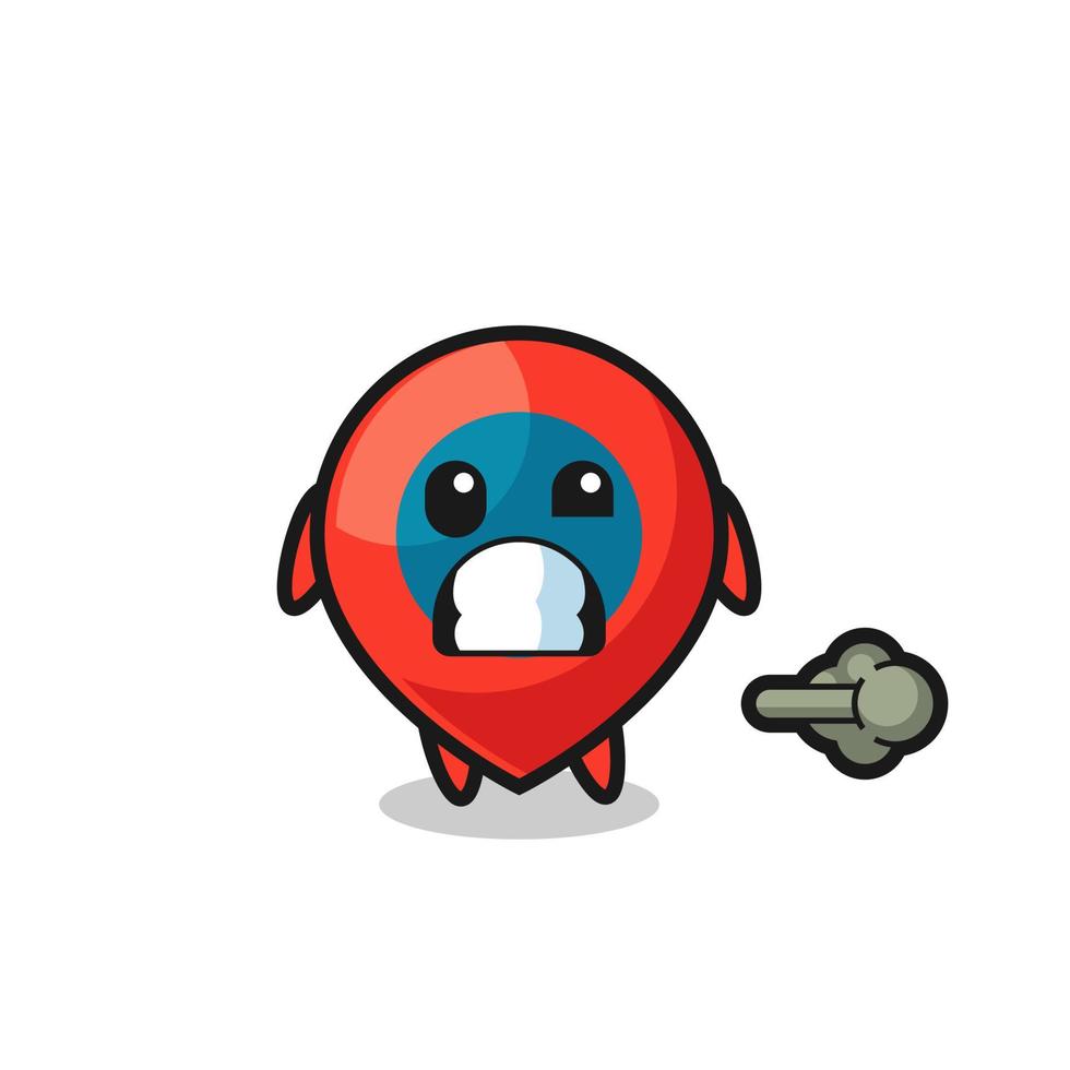 the illustration of the location symbol cartoon doing fart vector
