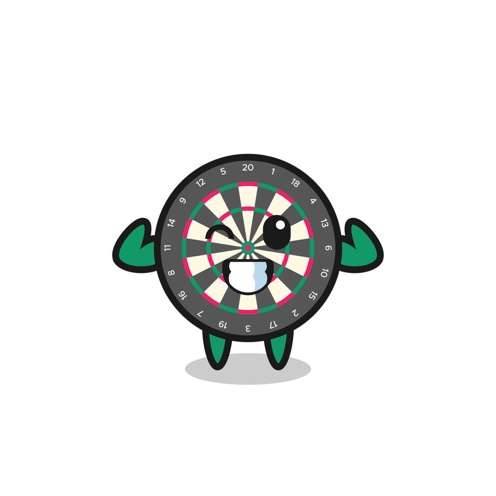 the muscular dart board character is posing showing his muscles vector