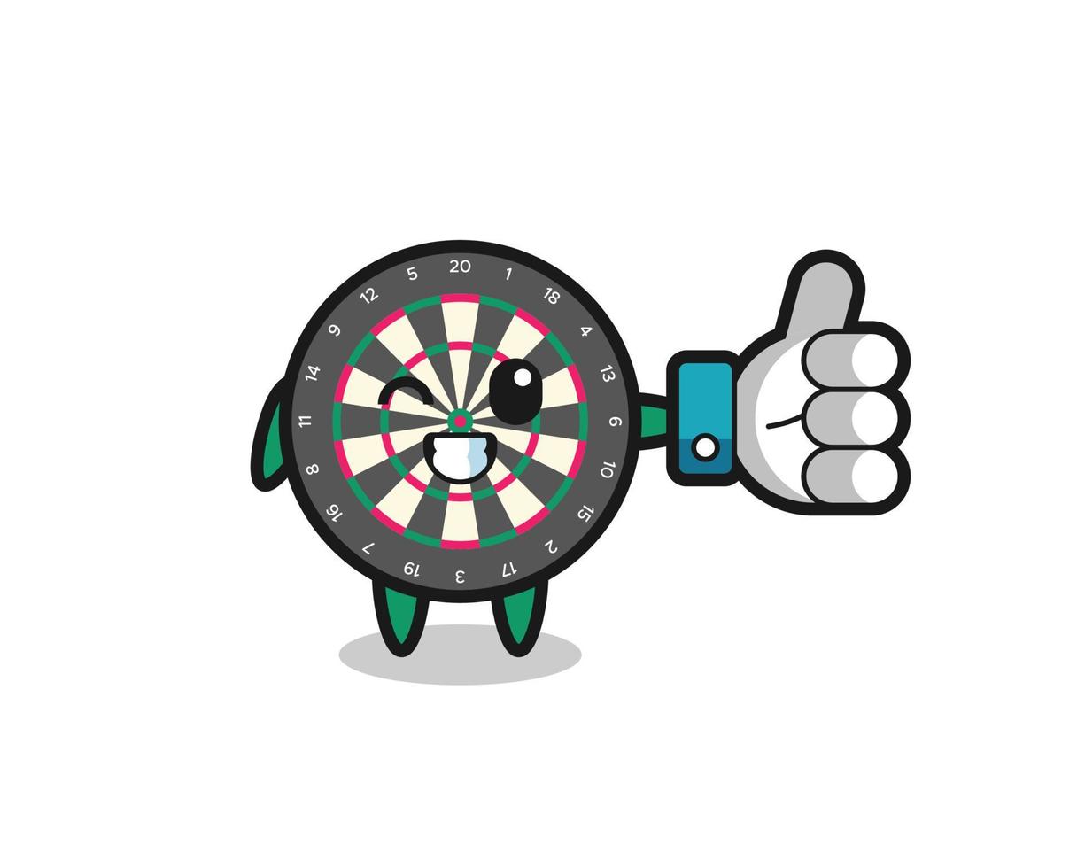 cute dart board with social media thumbs up symbol vector
