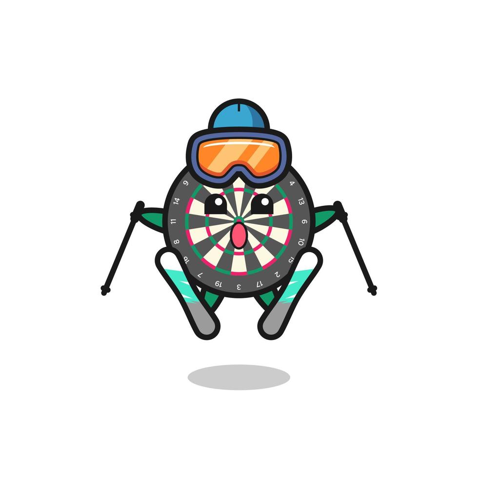 personaje de la mascota del tablero de dardos como jugador de esquí vector