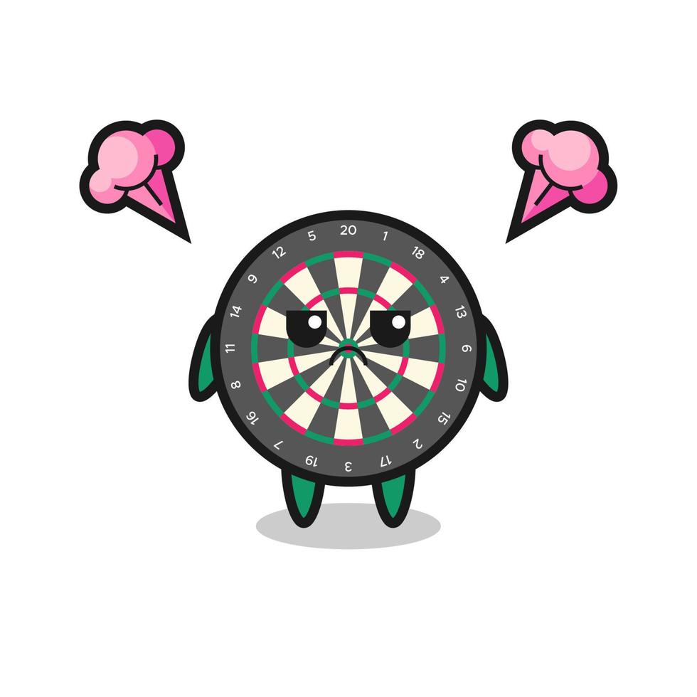 annoyed expression of the cute dart board cartoon character vector