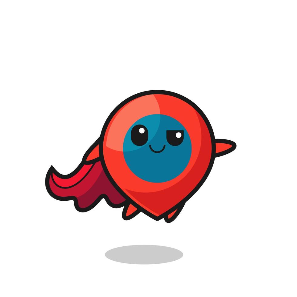 cute location symbol superhero character is flying vector