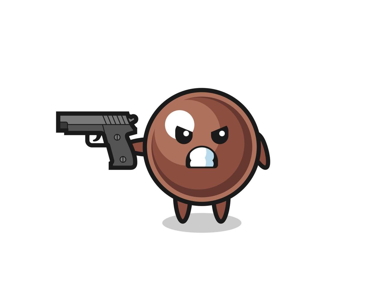 the cute tapioca pearl character shoot with a gun vector