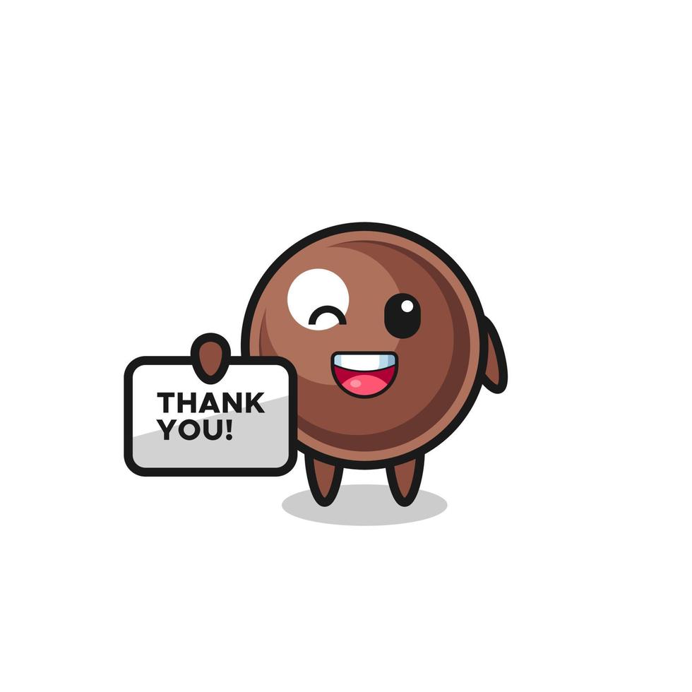 the mascot of the tapioca pearl holding a banner that says thank you vector