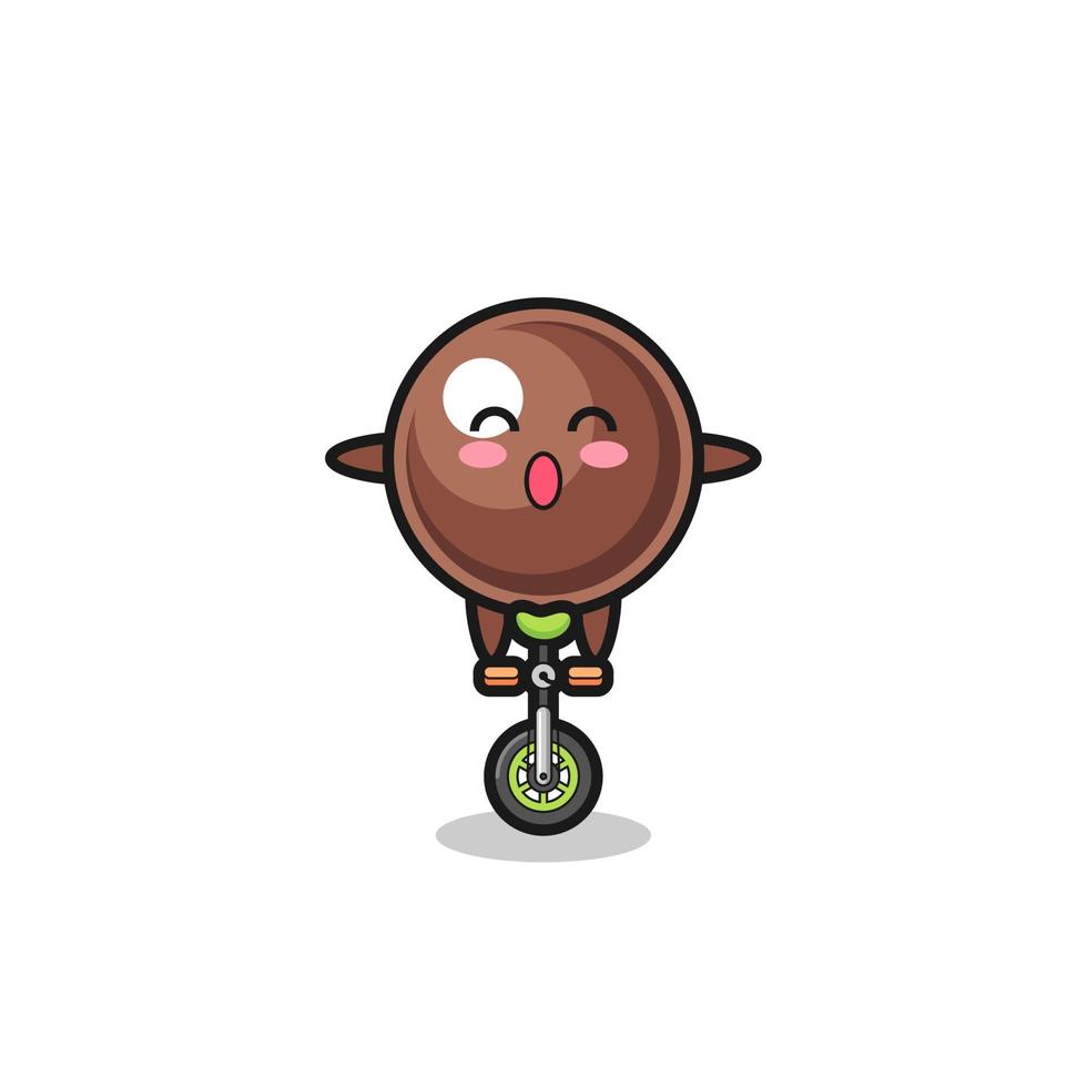 The cute tapioca pearl character is riding a circus bike vector