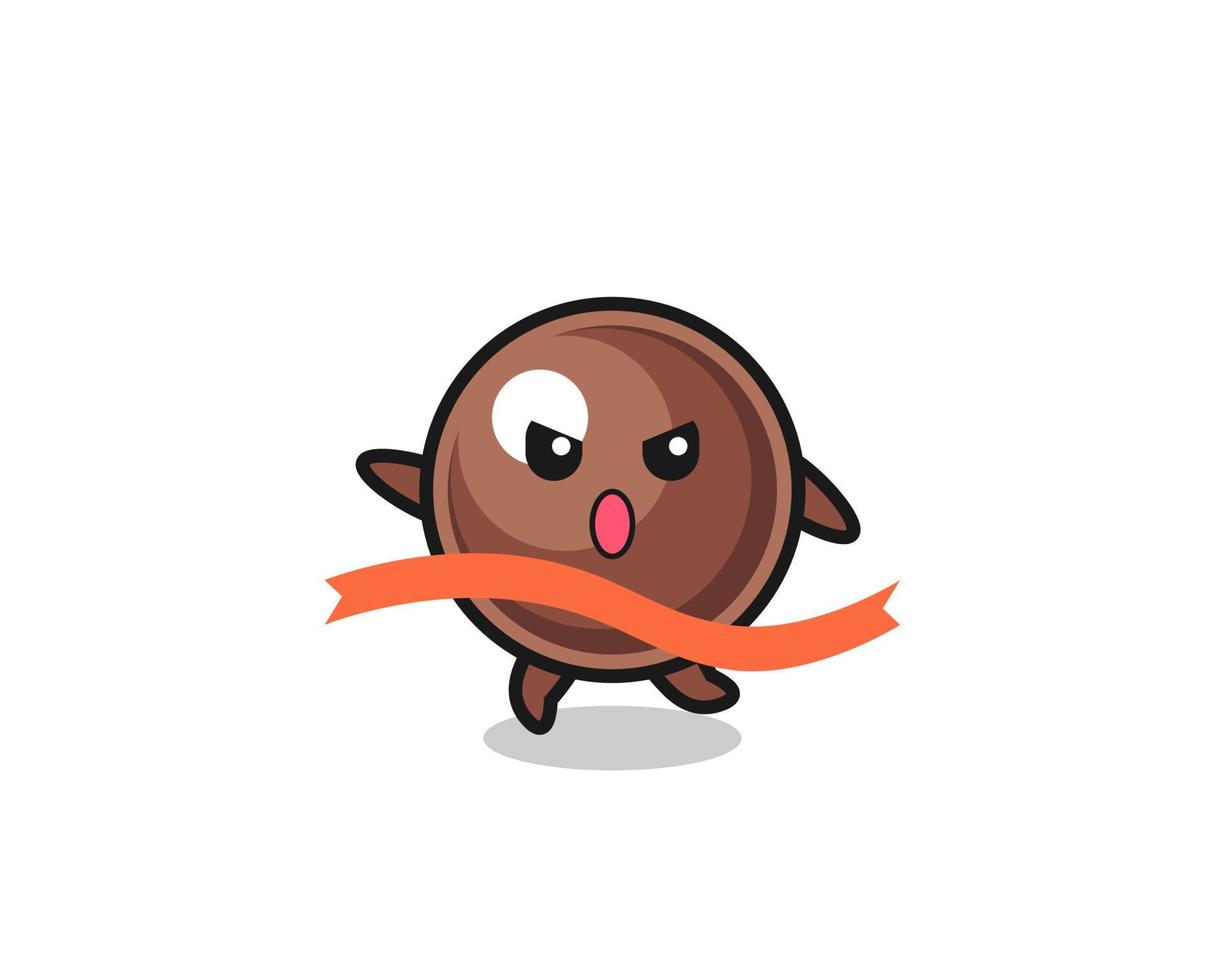 cute tapioca pearl illustration is reaching the finish vector