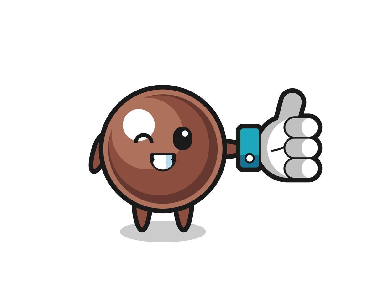 cute tapioca pearl with social media thumbs up symbol vector