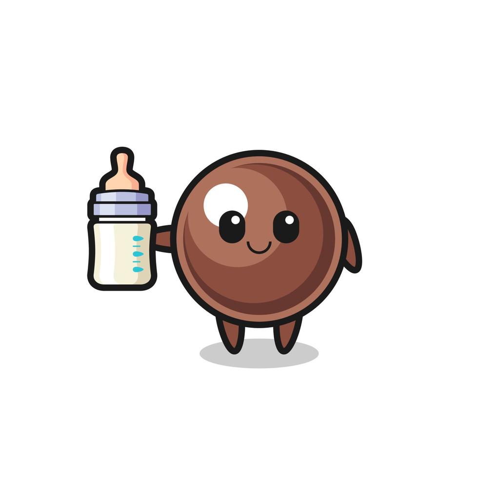 baby tapioca pearl cartoon character with milk bottle vector