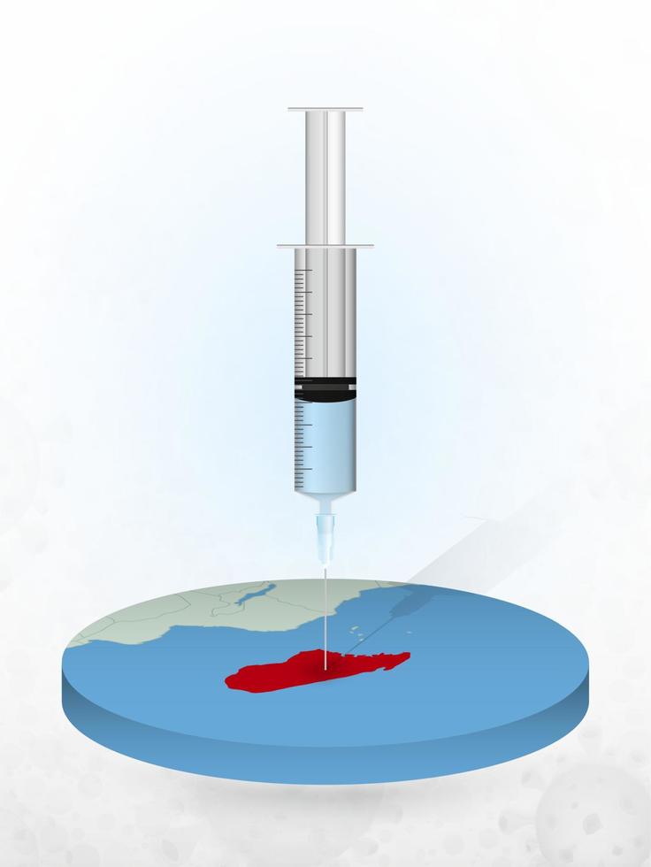Vaccination of Madagascar, injection of a syringe into a map of Madagascar. vector