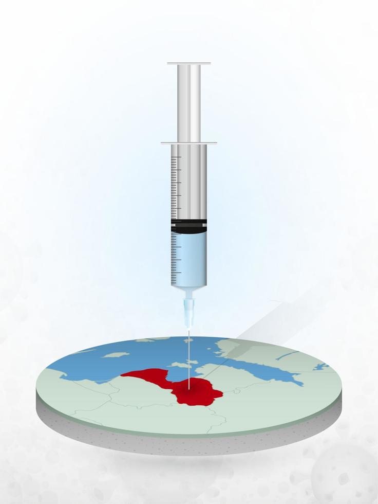 Vaccination of Latvia, injection of a syringe into a map of Latvia. vector