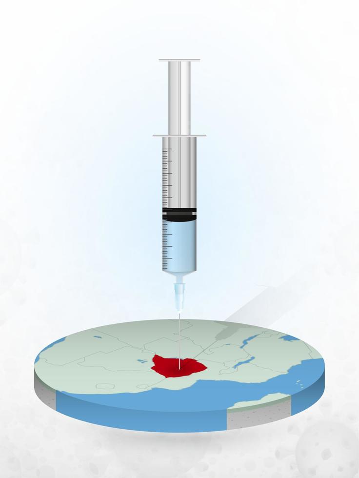 Vaccination of Zimbabwe, injection of a syringe into a map of Zimbabwe. vector