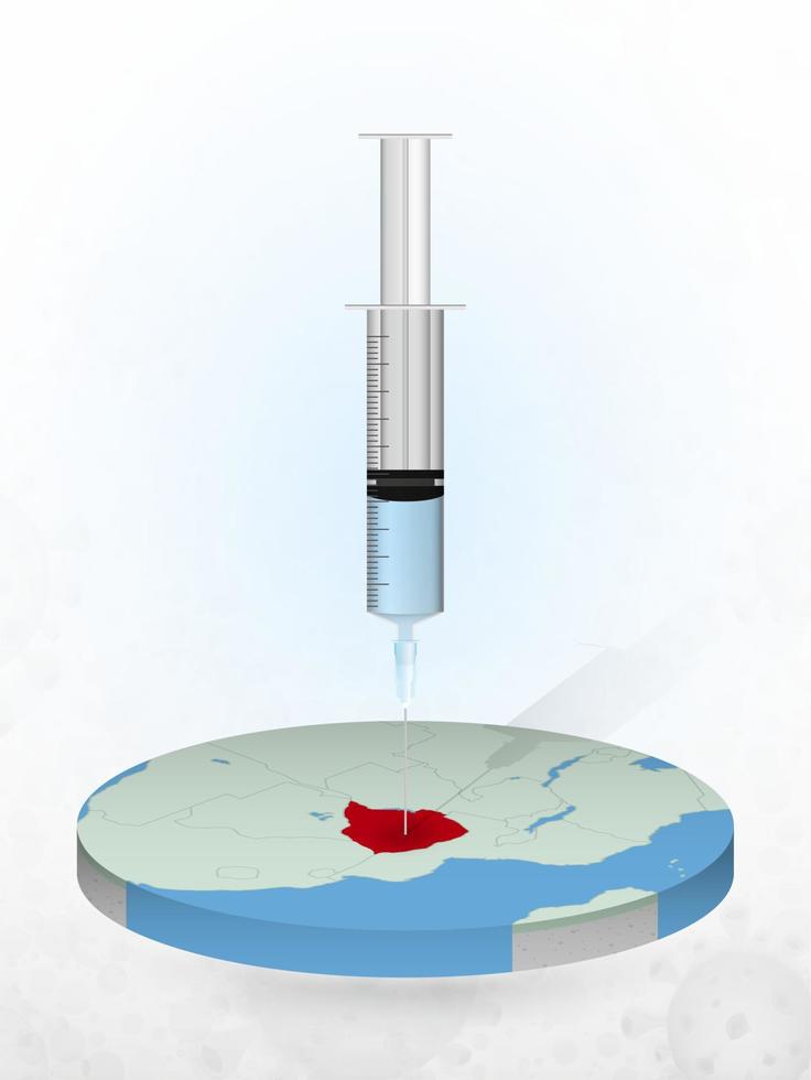 vacunación de zimbabwe, inyección de una jeringa en un mapa de zimbabwe. vector