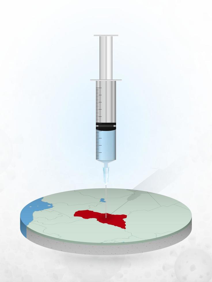 Vaccination of Central African Republic, injection of a syringe into a map of Central African Republic. vector