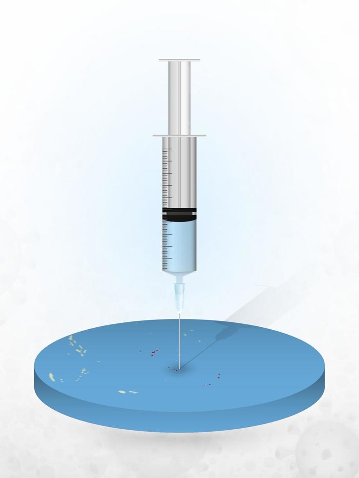 Vaccination of Kiribati, injection of a syringe into a map of Kiribati. vector