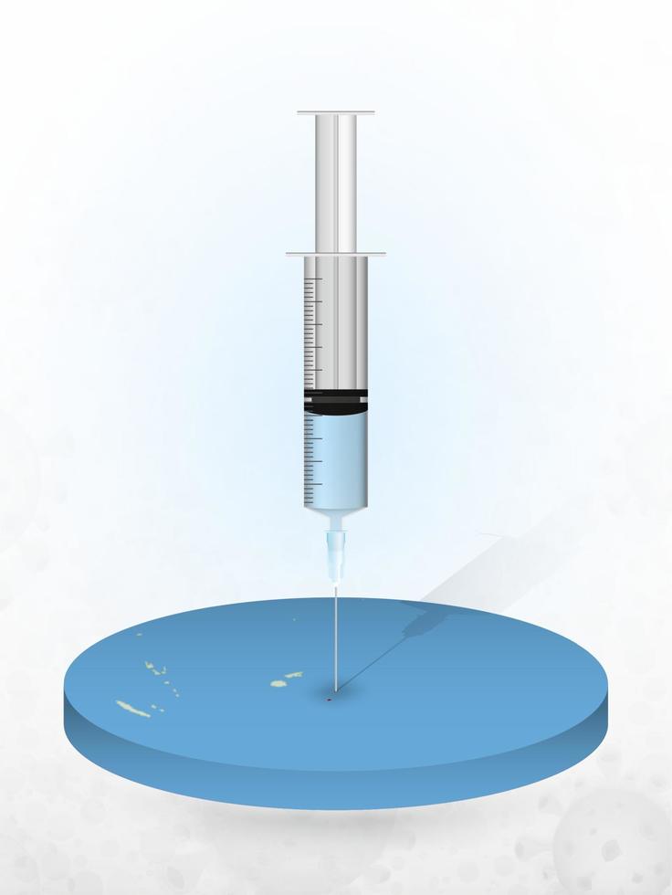 Vaccination of Tonga, injection of a syringe into a map of Tonga. vector