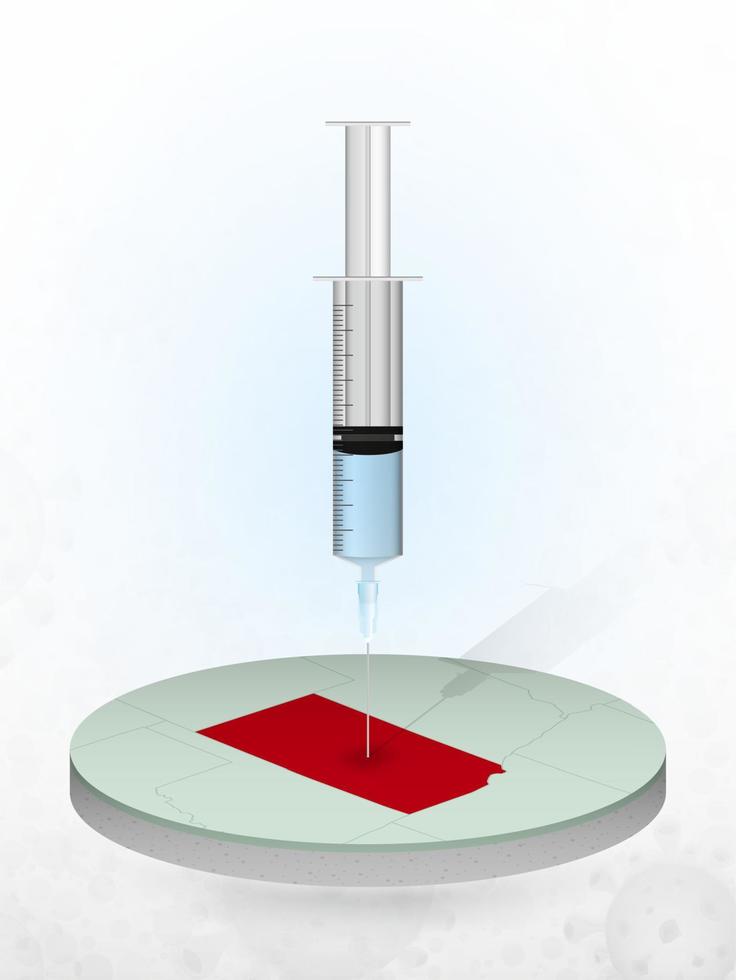 Vaccination of Kansas, injection of a syringe into a map of Kansas. vector