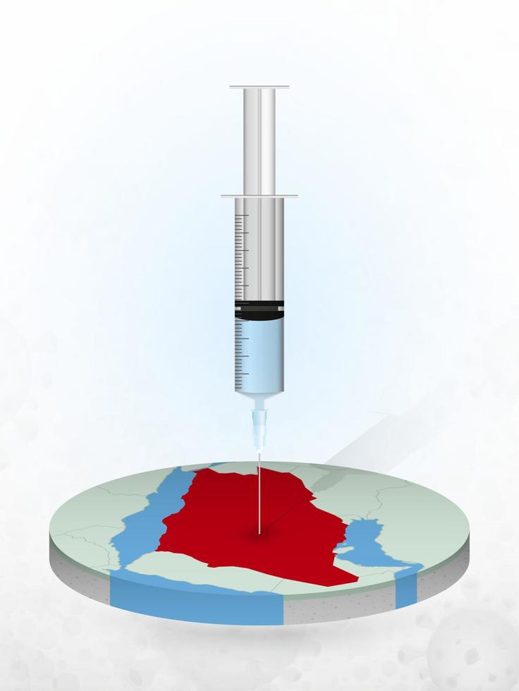 Vaccination of Saudi Arabia, injection of a syringe into a map of Saudi Arabia. vector